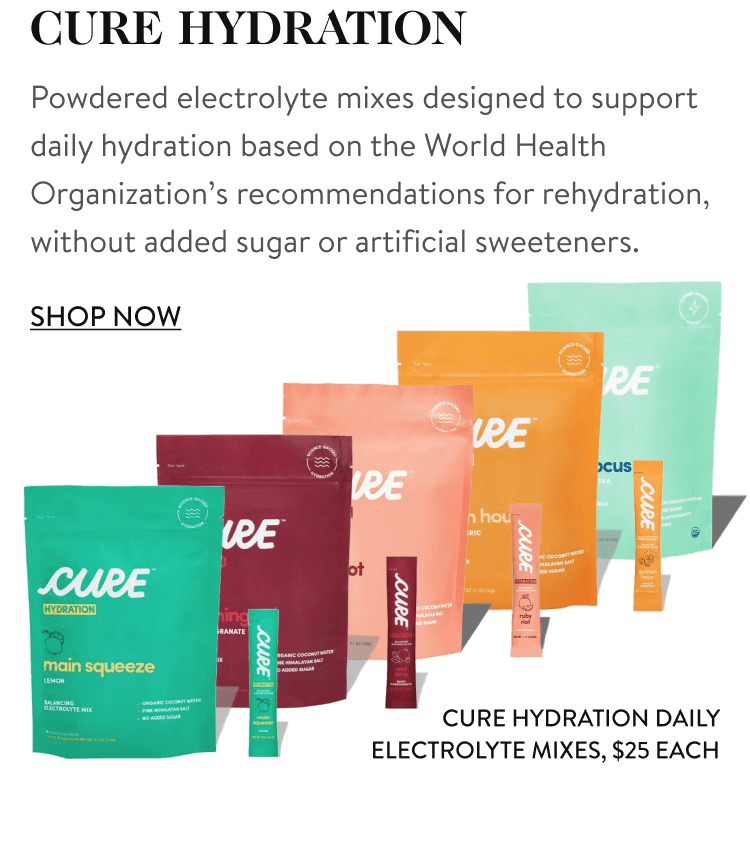 Cure Hydration Daily Electrolyte Mixes, $25 each