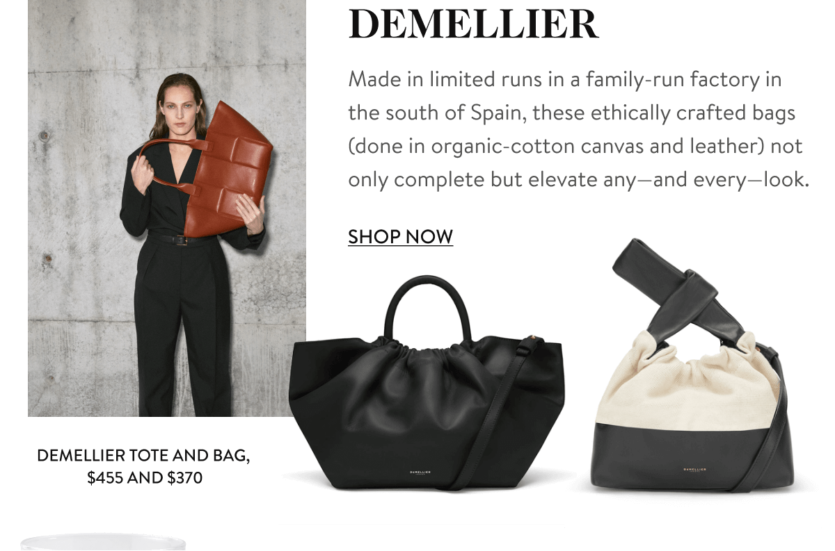 DEMELLIER Tote and Bag, $455 and $370