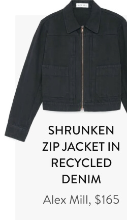 Shrunken Zip Jacket in Recycled Denim Alex Mill, $165