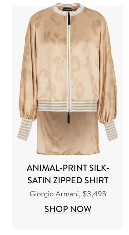 Animal-Print Silk-Satin Zipped Shirt