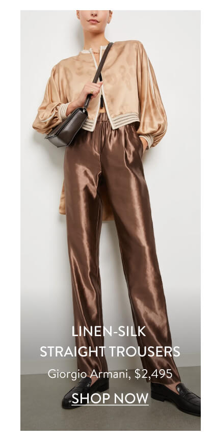 Linen-Silk Straight Trousers