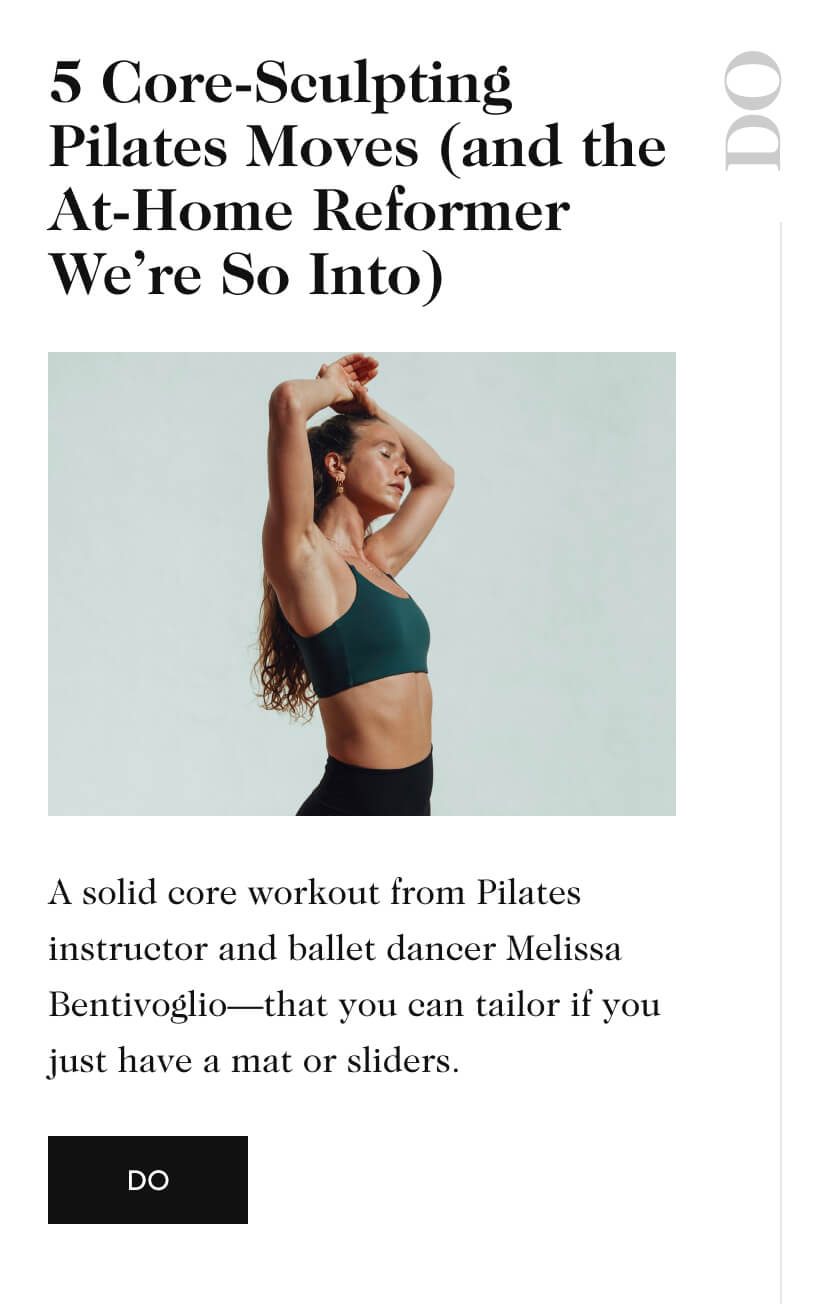 5 Core-Sculpting Pilates Moves (and the At-Home Reformer We’re So Into)