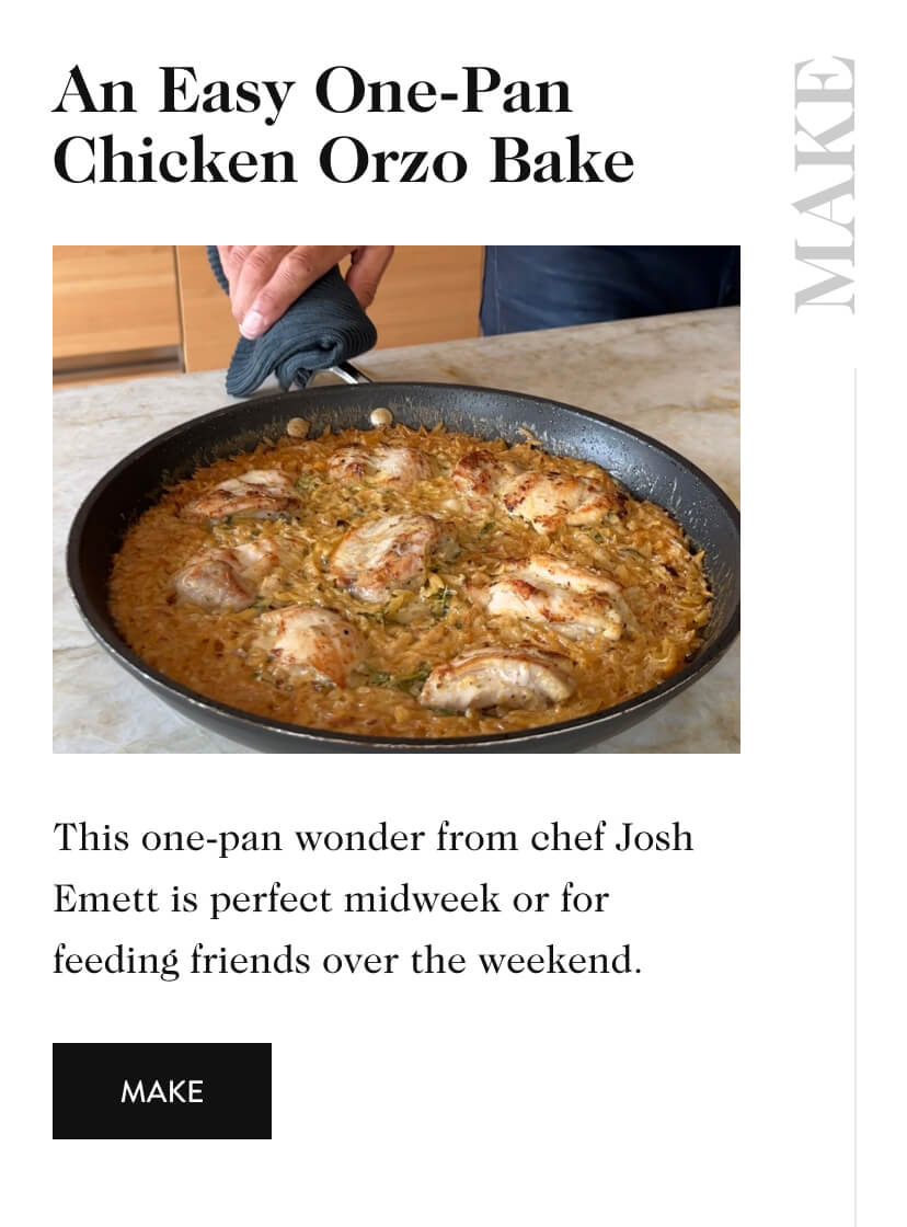 An Easy One-Pan Chicken Orzo Bake