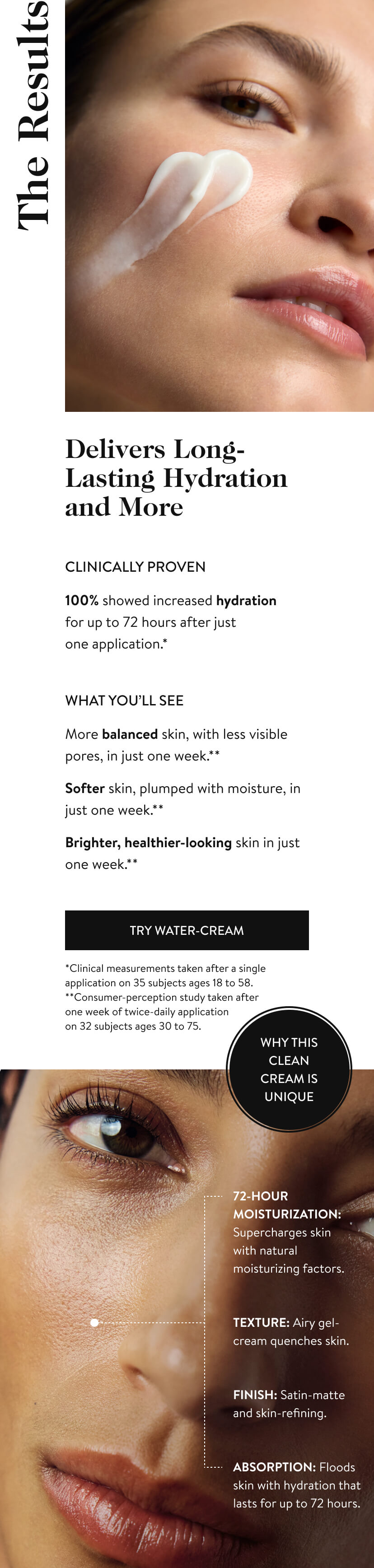 The Results. Delivers Long-Lasting Hydration and More. Try Water-Cream 