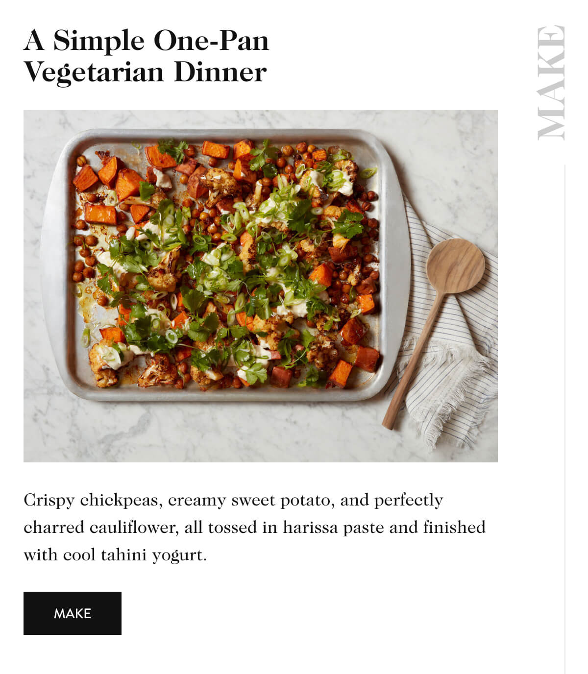 A Simple One-Pan Vegetarian Dinner