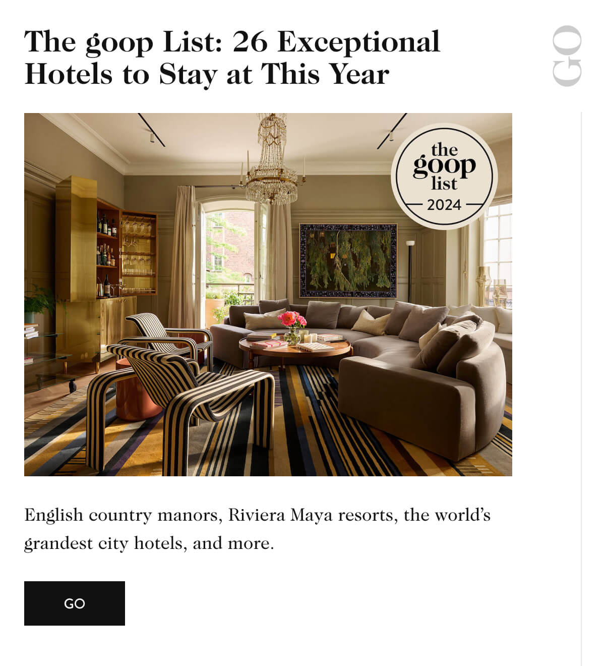 The goop List: 26 Exceptional Hotels to Stay at This Year