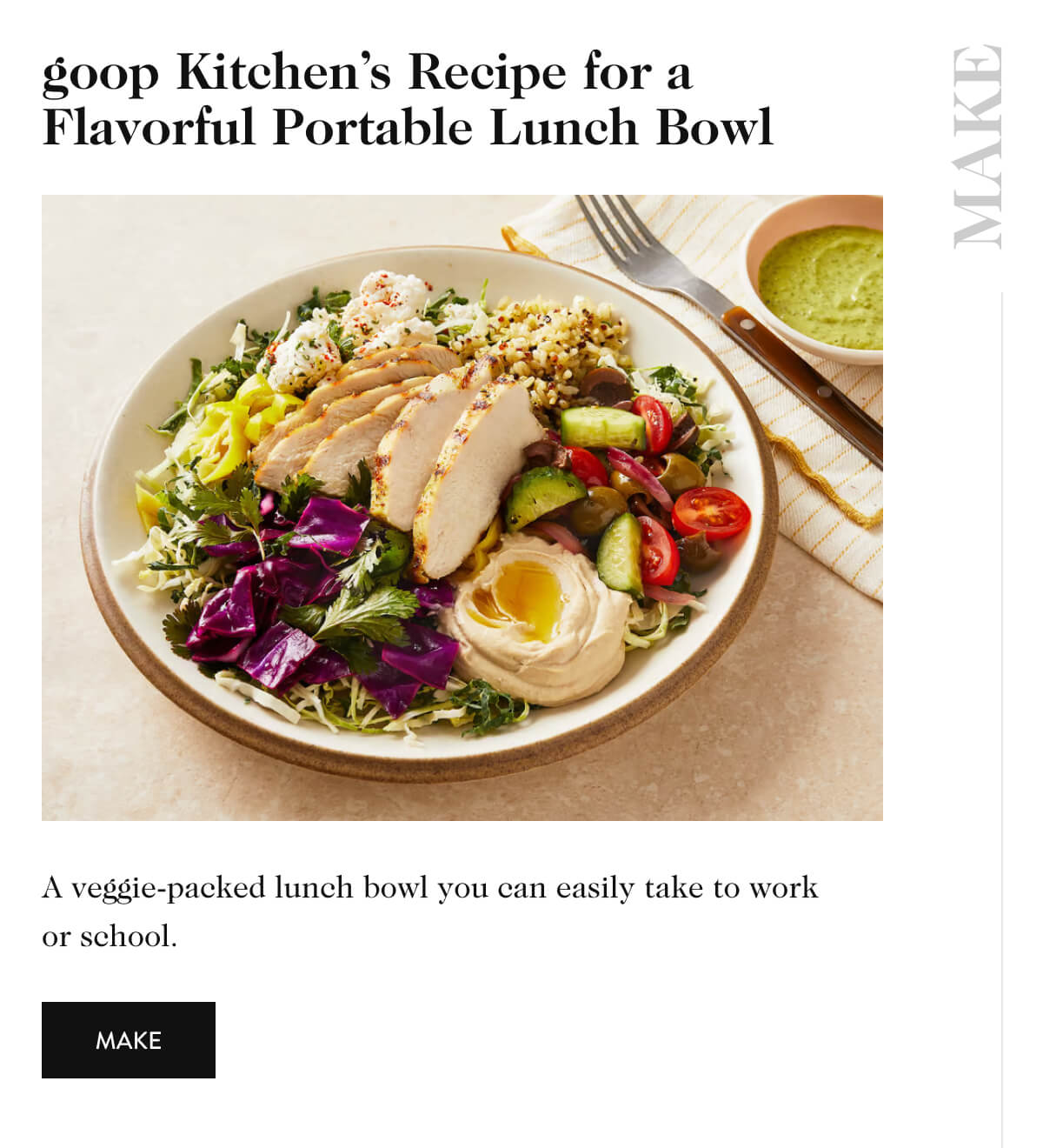 goop Kitchen's Recipe for a Flavorful Portable Lunch Bowl