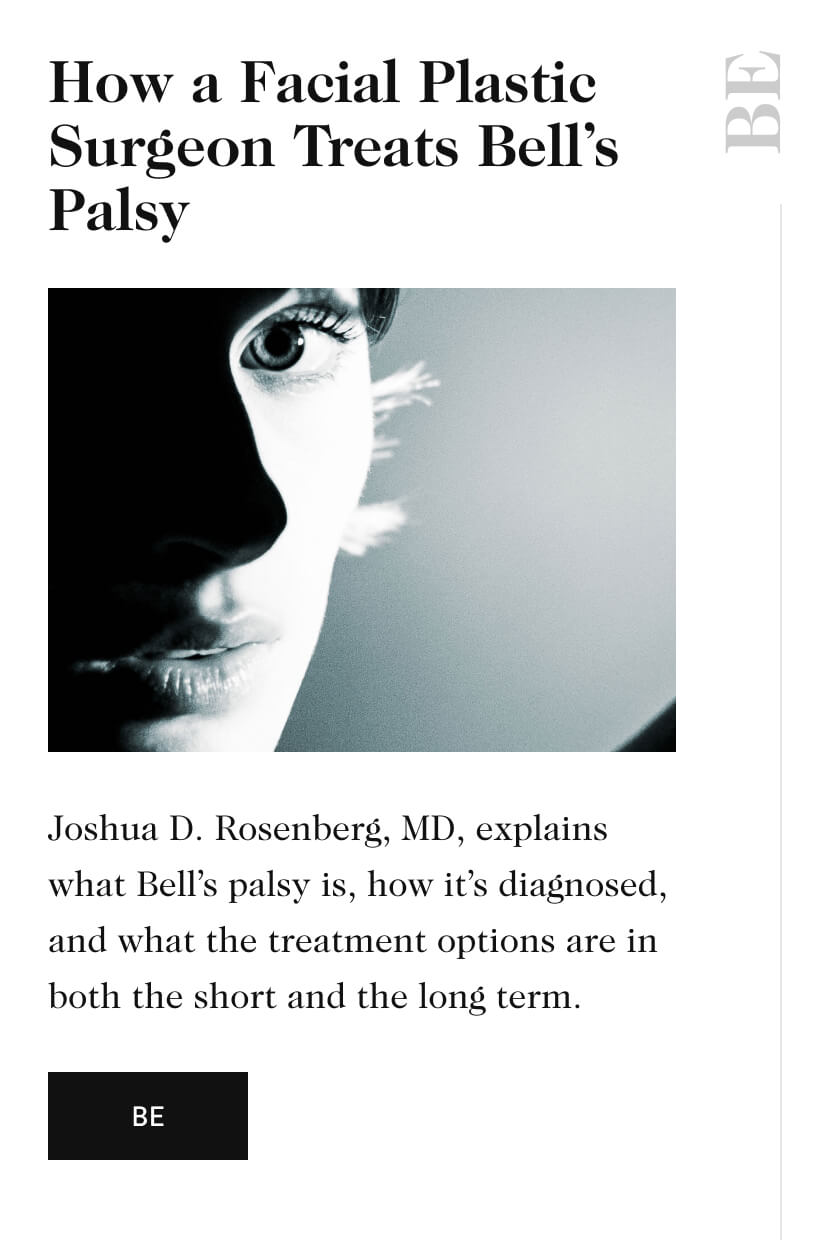 How a Facial Plastic Surgeon Treats Bell's Palsy