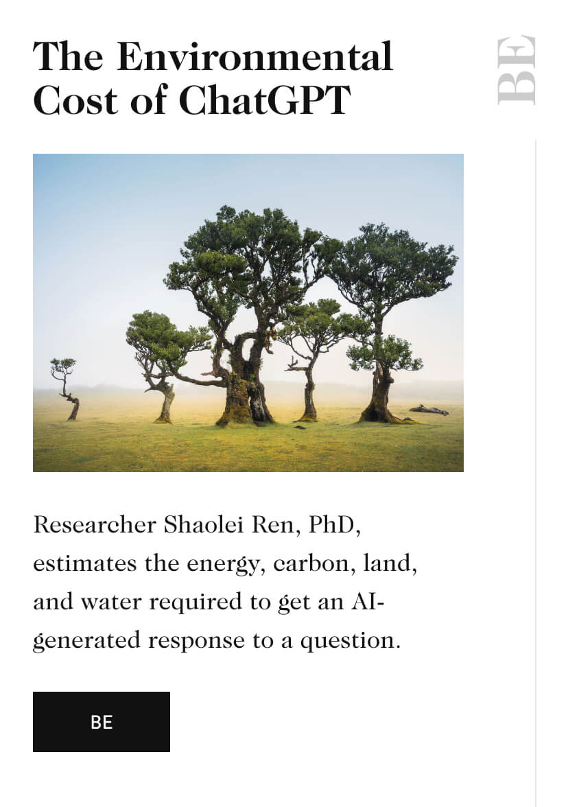 The Environmental Cost of ChatGPT