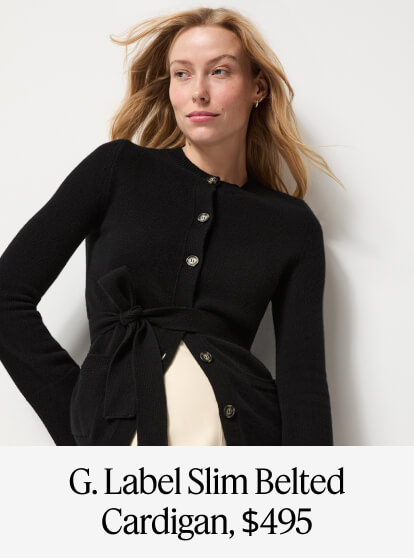 G. Label Slim Belted Cardigan, $495