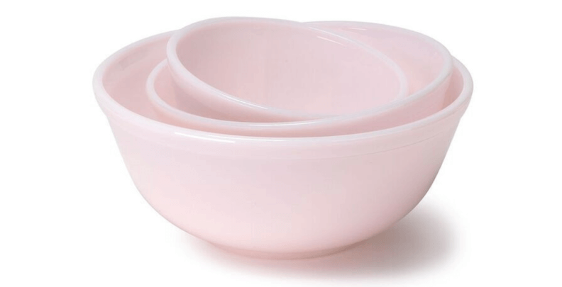 Mosser Glass 3-Piece Pink Glass Mixing Bowl Set 