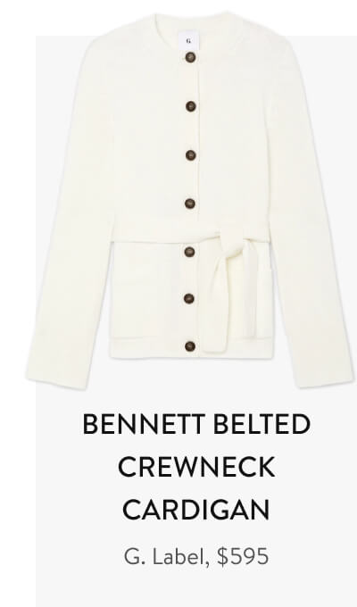 Bennett Belted Crewneck Cardigan G. LABEL, $595