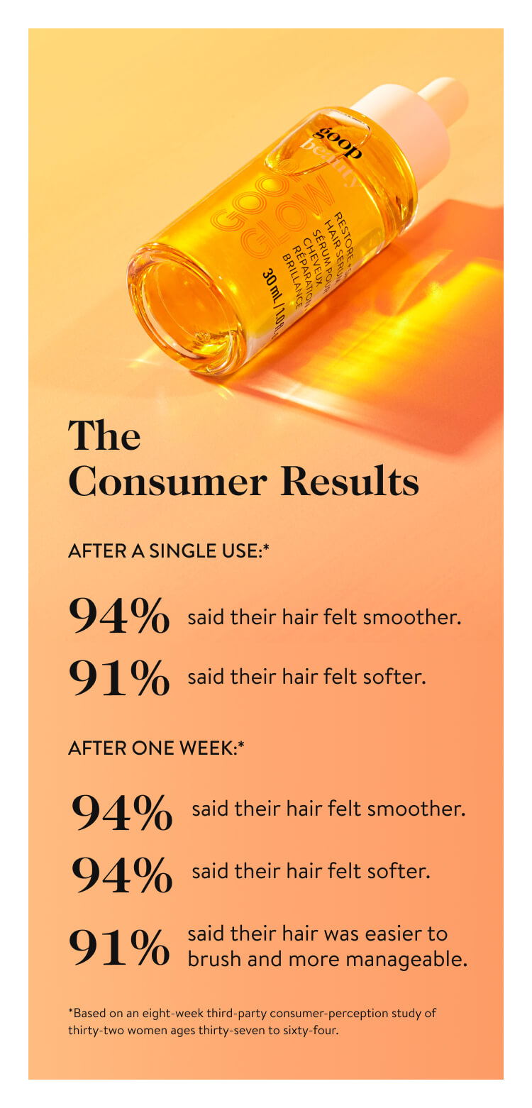The Consumer Results healthy shine GOOPGLOW Restore + Shine Hair Serum