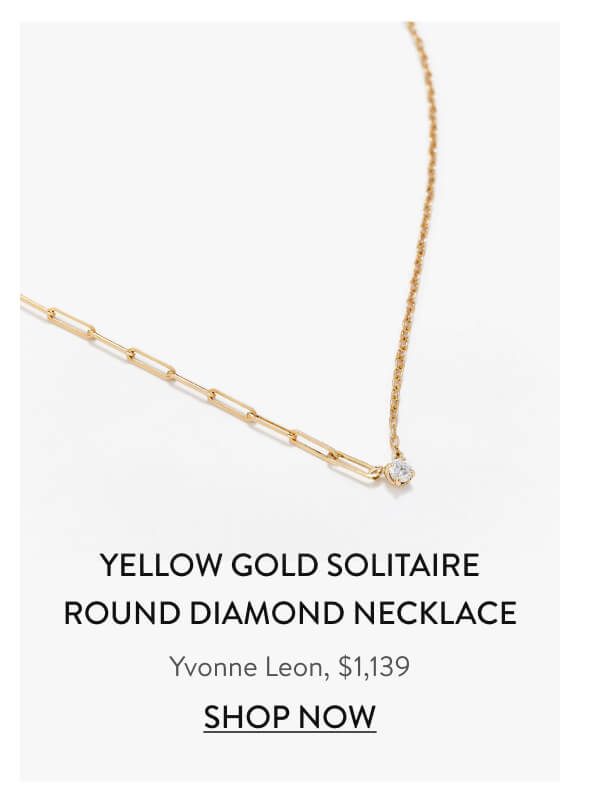 Yellow Gold Solitaire Round Diamond Necklace Yvonne Leon, $1,139