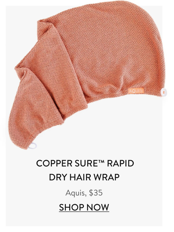 Copper Sure™ Rapid Dry Hair Wrap Aquis, $35