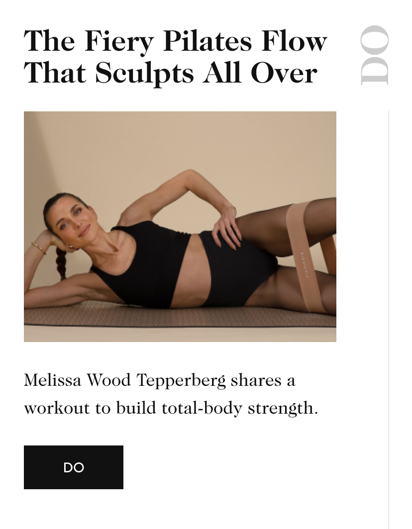 The Fiery Pilates Flow That Sculpts All Over DO Melissa Wood Tepperberg shares a workout to build total-body strength. DO